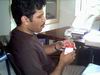 Jeevesh eating "prasadam" before studying!